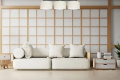 Lange Deckenleuchte Stoff Schwarz Ecru Weiß E27 100 cm