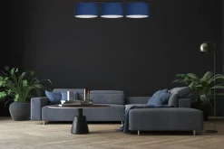 Lange Deckenleuchte Stoff Schwarz Blau Weiß E27 100 cm