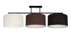 Lange Deckenleuchte Stoff Ecru Braun Schwarz E27 100 cm