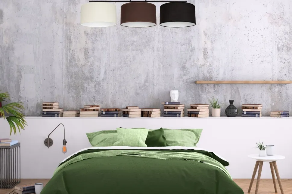 Lange Deckenleuchte Stoff Ecru Braun Schwarz E27 100 cm