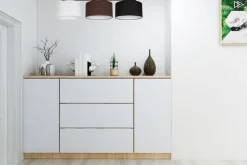 Lange Deckenleuchte Stoff Weiß Braun Schwarz E27 100 cm