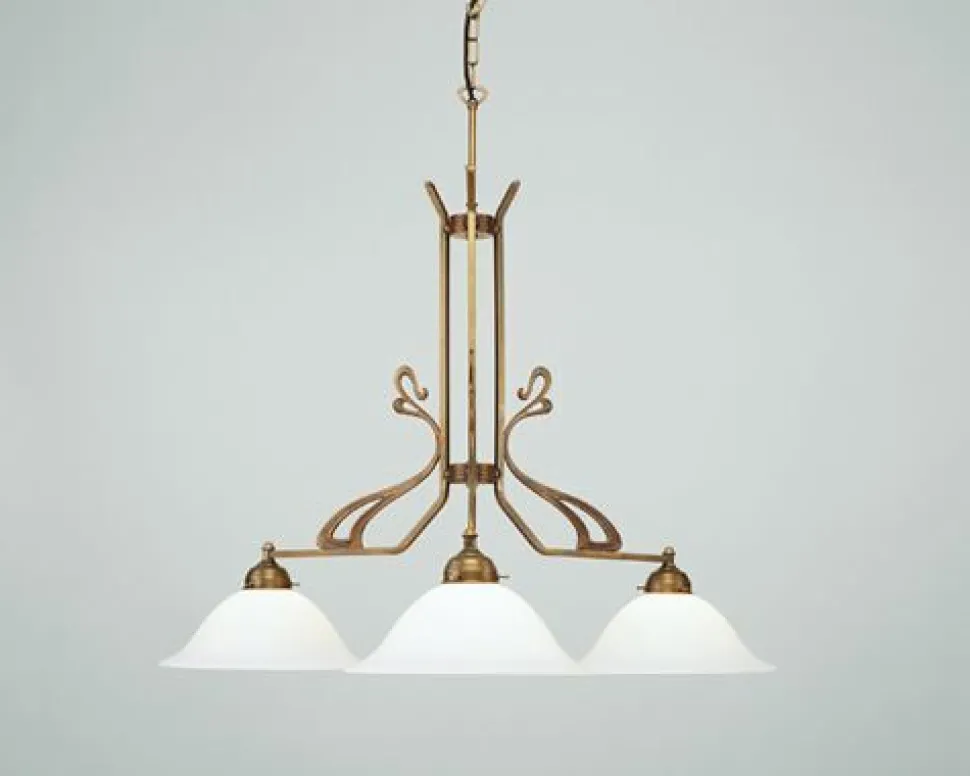 Lange Hängelampe Berliner Messing Glas 94 cm blendarm