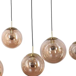 Lange Hängelampe Glas in Bernstein 120 cm E27 Modern