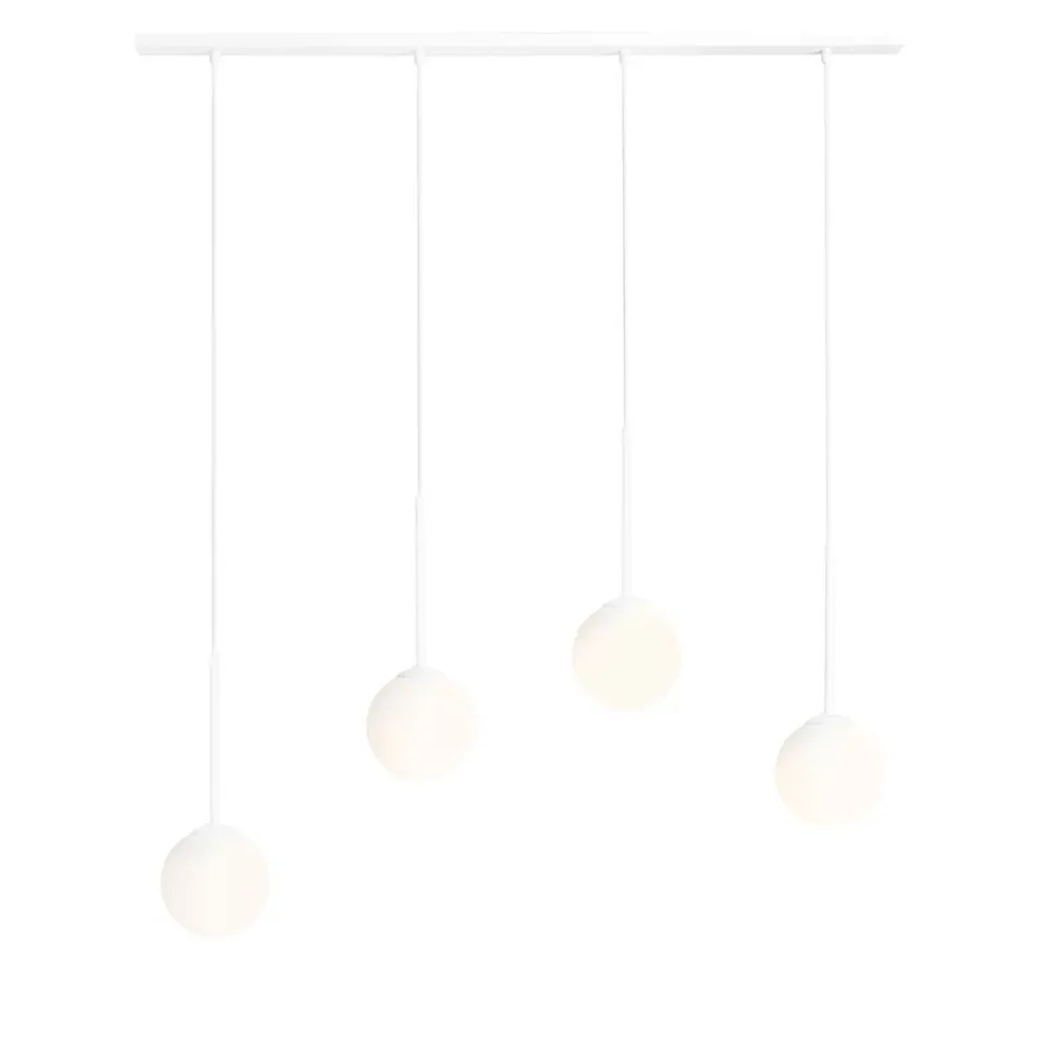 Lange Hängelampe Glas Metall Weiß 4-flammig E14 Modern