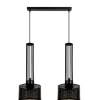 Lange Hängelampe Metall 70 cm 2-flmg E27 Schwarz Gold