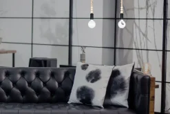 Lange Hängelampe Schwarz Holz Metall L:40 cm E27 2-flmg