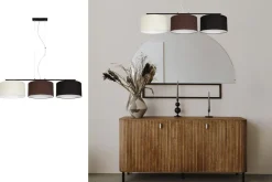 Lange Hängelampe Stoff Ecru Braun Schwarz E27 L:100 cm