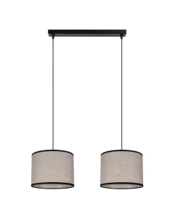 Lange Hängelampe Stoff Schwarz Beige E27 50 cm 2-flmg