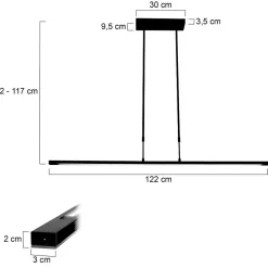 Lange LED Deckenlampe dimmbar Schwarz 122 cm 4000 K