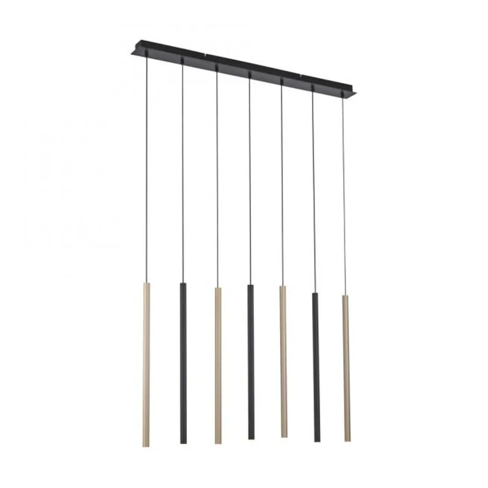 Lange LED Hängelampe Metall dimmbar Schwarz Messing