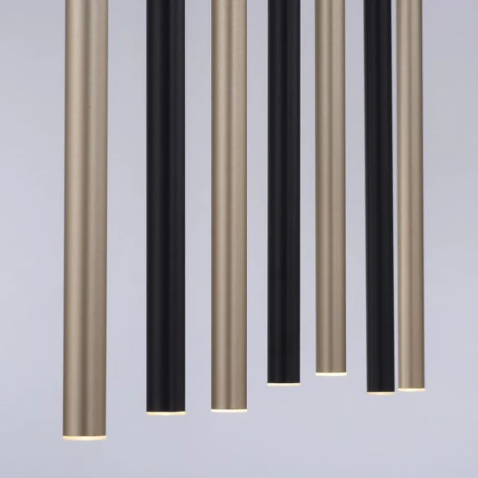 Lange LED Hängelampe Metall dimmbar Schwarz Messing