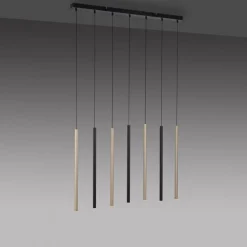 Lange LED Hängelampe Metall dimmbar Schwarz Messing