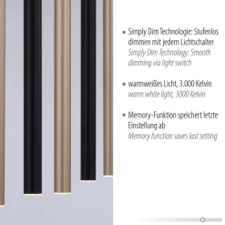 Lange LED Hängelampe Metall dimmbar Schwarz Messing