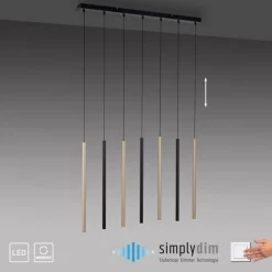 Lange LED Hängelampe Metall dimmbar Schwarz Messing