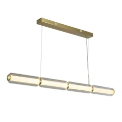 Lange LED Pendelleuchte Glas Metall 109 cm warmweiß