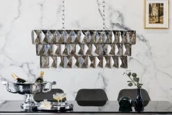 Lange Pendelleuchte Glas Metall 88 cm E14 Modern