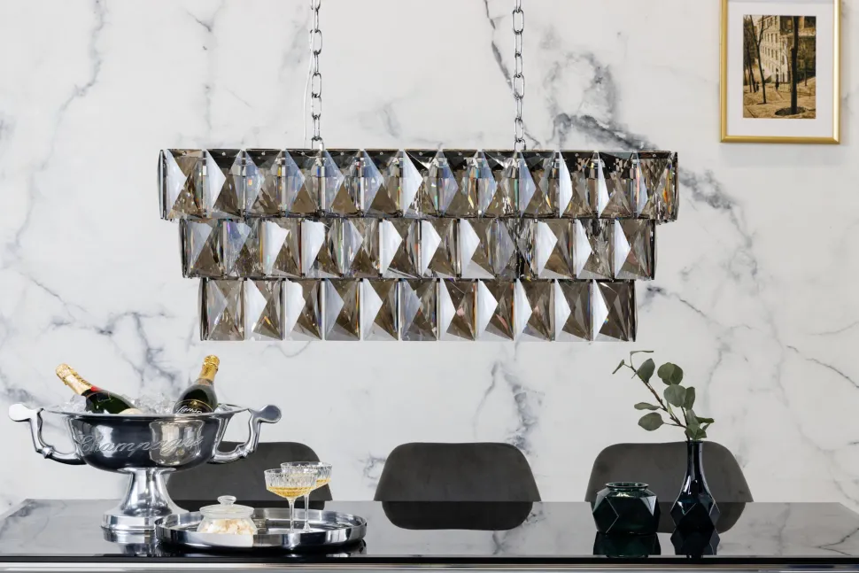 Lange Pendelleuchte Glas Metall 88 cm E14 Modern