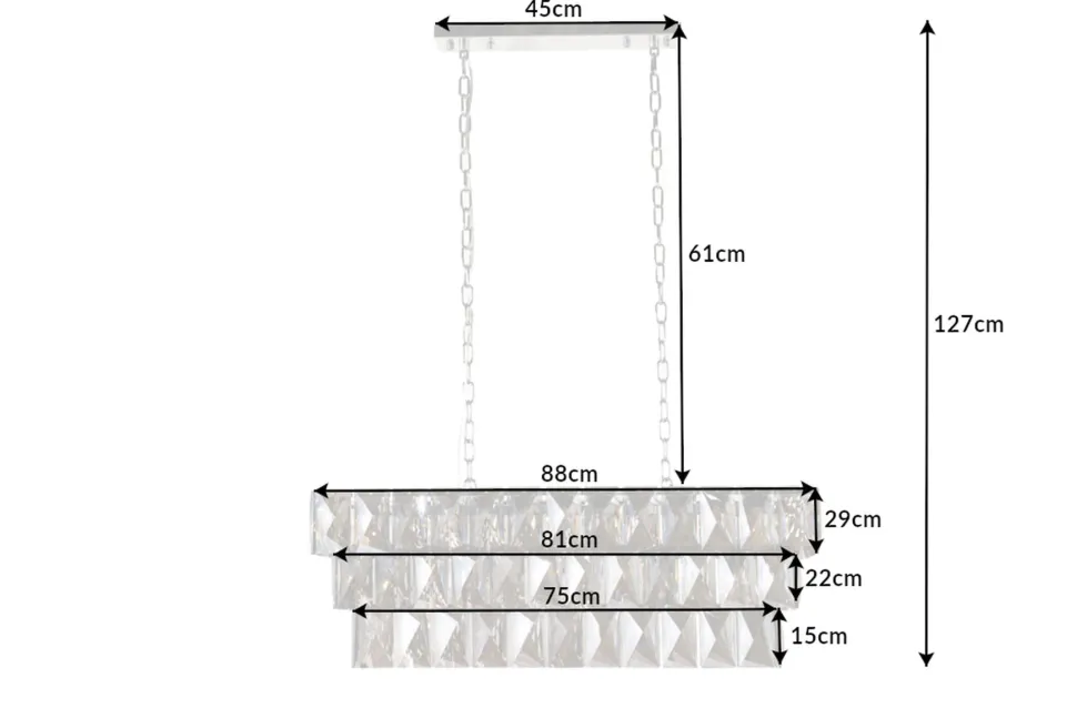 Lange Pendelleuchte Glas Metall 88 cm E14 Modern