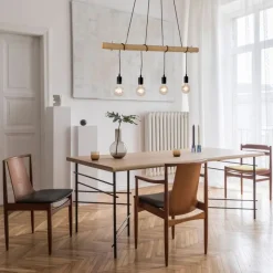 Lange Pendelleuchte Holzbalken 100 cm inkl E27 2700 K