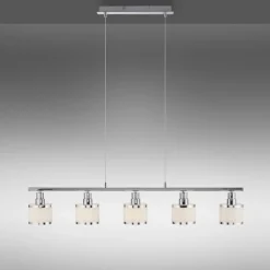 Lange Pendelleuchte Metall Chrom 5-flammig E14 90 cm