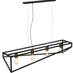 Lange Pendelleuchte Schwarz Gold E27 100 cm Industrial