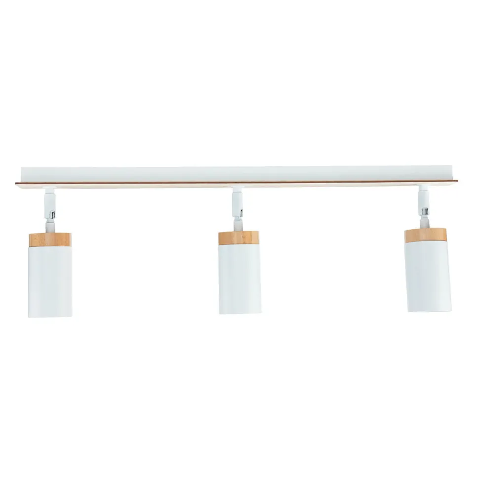 Langer Strahler Wohnzimmer L:72cm Weiß mit Holz GU10