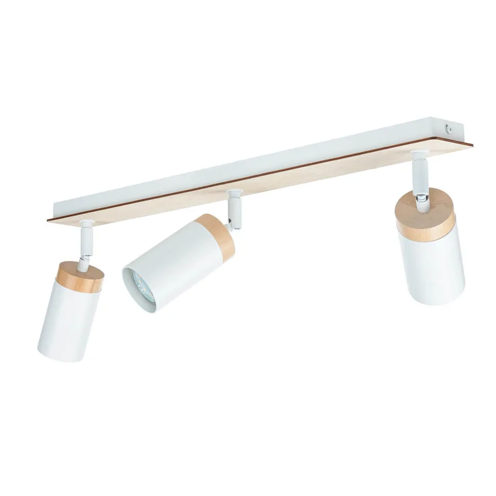 Langer Strahler Wohnzimmer L:72cm Weiß mit Holz GU10