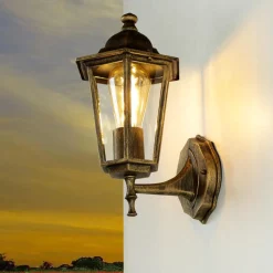 Laterne Außenleuchte E27 rustikal Gold Antik PARIS