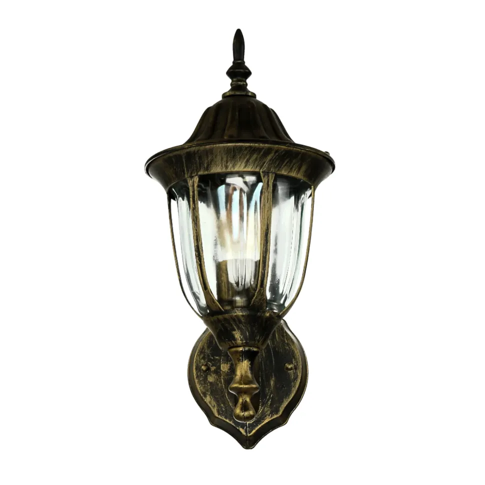 Laterne Wandleuchte Außen Gold Antik E27 IP44 MILANO
