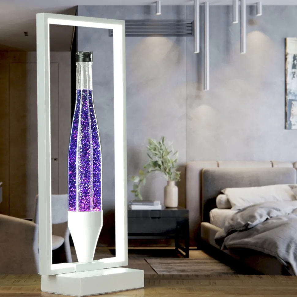 Lavalampe Glitter Lila Weiß LED Rahmen dekorativ OLI