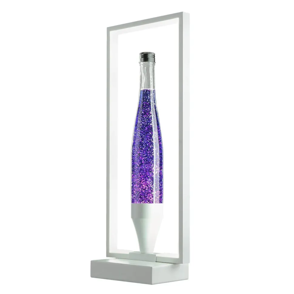 Lavalampe Glitter Lila Weiß LED Rahmen dekorativ OLI