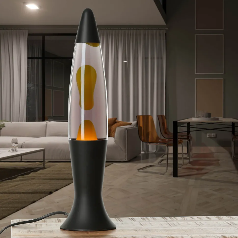 Lavalampe Schwarz Grau Gelb Retro 40 cm hoch dekorativ ROXY