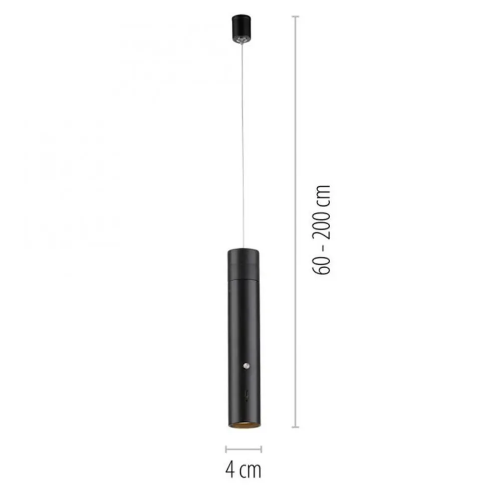 LED Akku Pendelleuchte Schwarz Metall Touch Dimmen 3 W