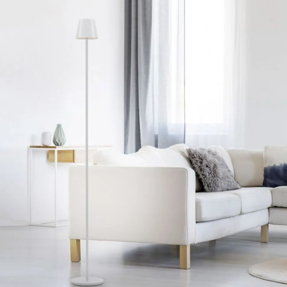 LED Akku Stehlampe Weiß IP54 125 cm Touch Dimmen 3000 K