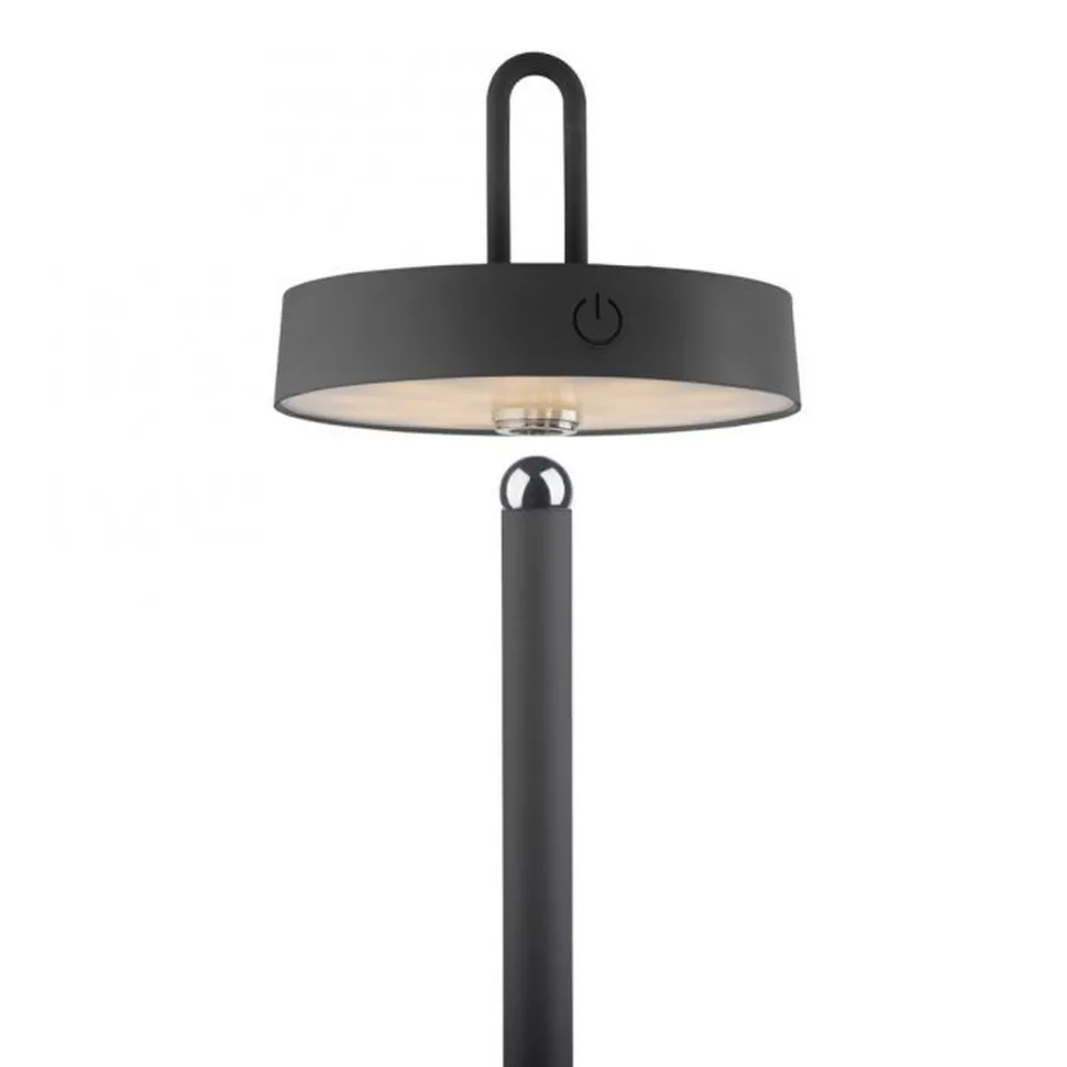 LED Akku Stehleuchte Schwarz Dimmer Touch IP44 125,2 cm