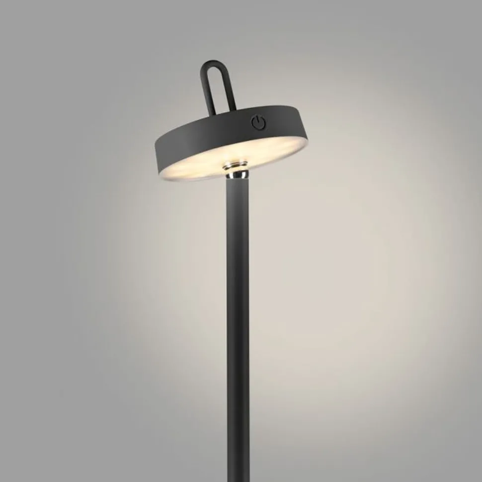 LED Akku Stehleuchte Schwarz Dimmer Touch IP44 125,2 cm