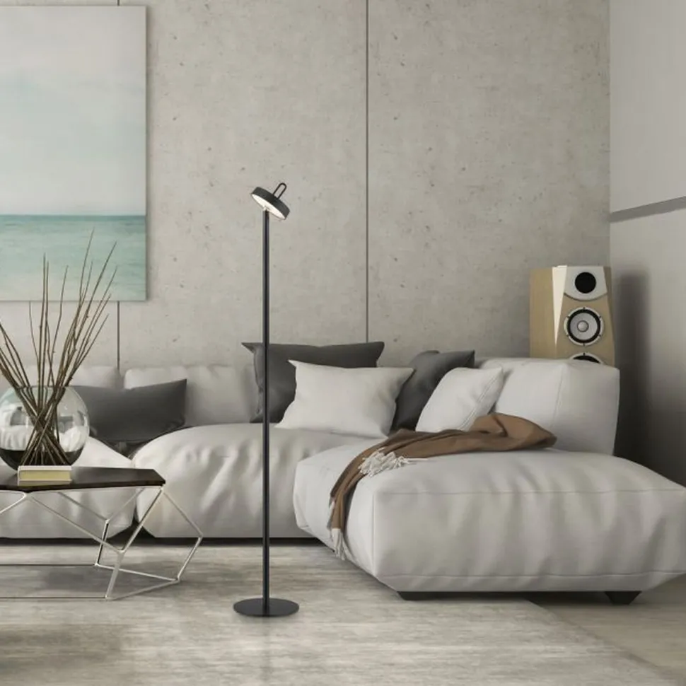 LED Akku Stehleuchte Schwarz Dimmer Touch IP44 125,2 cm