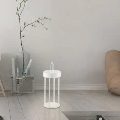 LED Akku Tischlampe Aluminium dimmbar IP44 28,4 cm Weiß