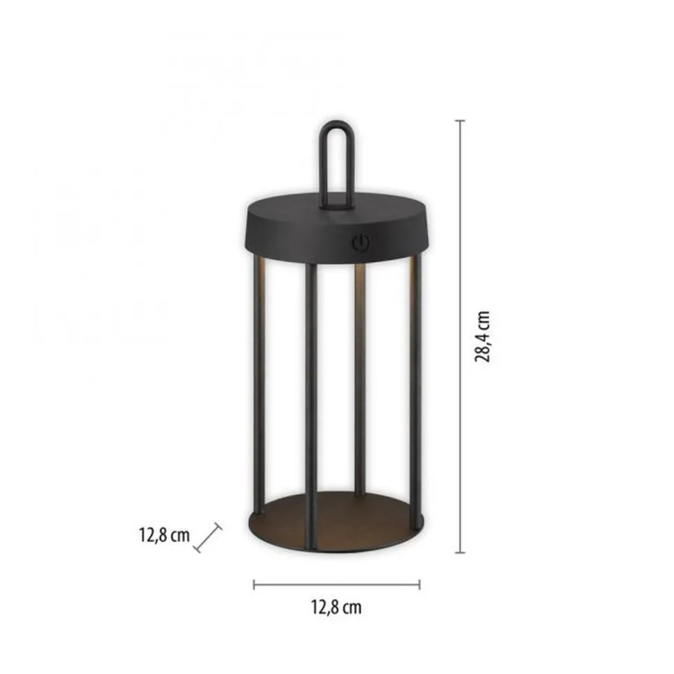 LED Akku Tischlampe Aluminium dimmbar IP44 2 W Schwarz