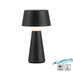 LED Akku Tischlampe dimmbar Touch IP54 Schwarz 28,9 cm