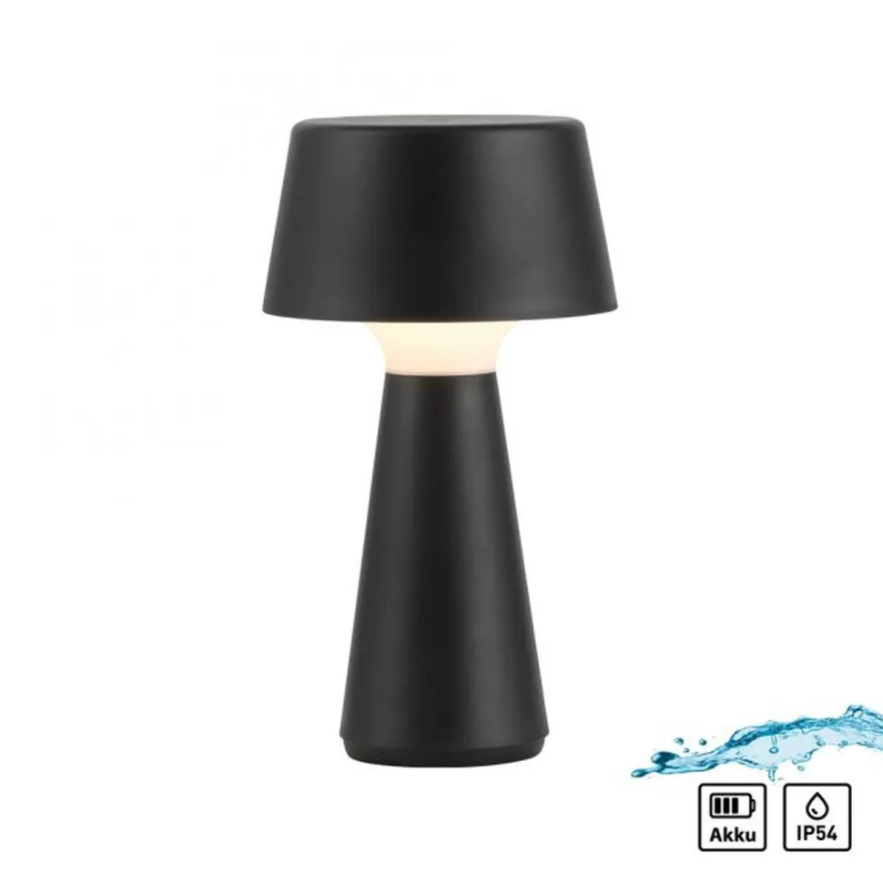 LED Akku Tischlampe dimmbar Touch IP54 Schwarz 28,9 cm