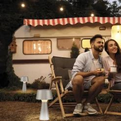 LED Akku Tischlampe dimmbar Touch IP54 28,9 cm Silber