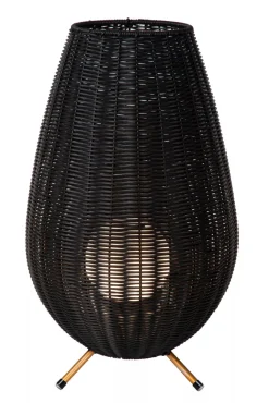 LED Akku Tischlampe dimmbar Schwarz IP44 50 cm 3000 K