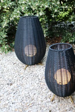 LED Akku Tischlampe dimmbar Schwarz IP44 50 cm 3000 K