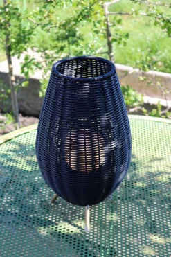 LED Akku Tischlampe dimmbar Schwarz IP44 36 cm Terrasse