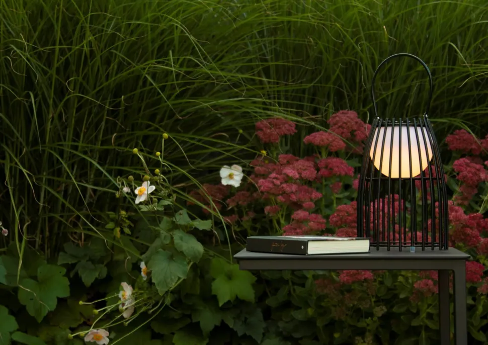 LED Akku Tischlampe dimmbar Schwarz IP44 40 cm Terrasse