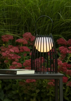 LED Akku Tischlampe dimmbar Schwarz IP44 40 cm Terrasse