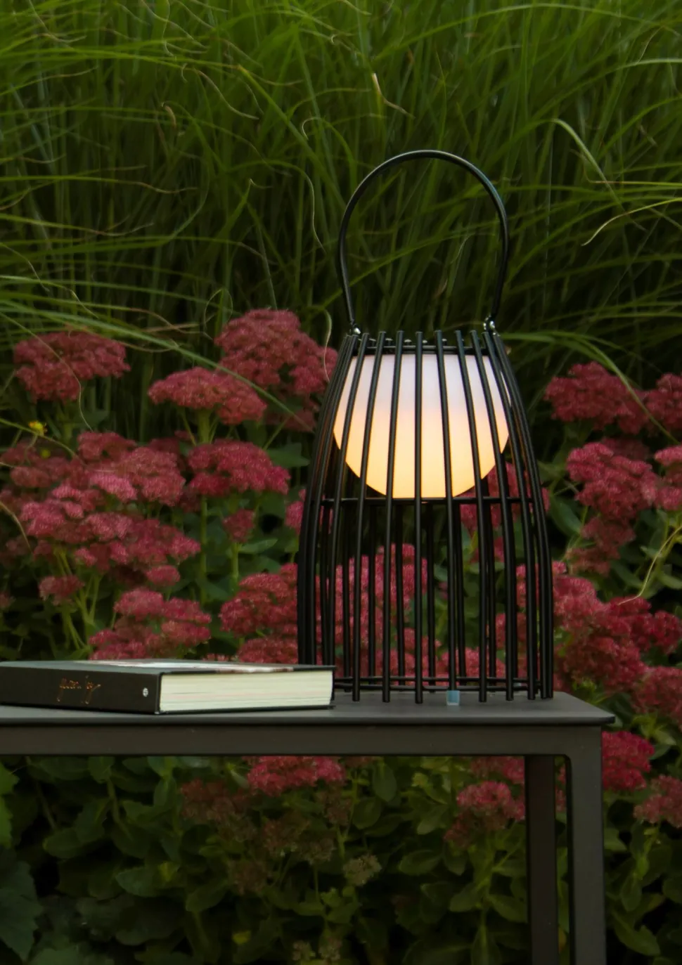 LED Akku Tischlampe dimmbar Schwarz IP44 40 cm Terrasse