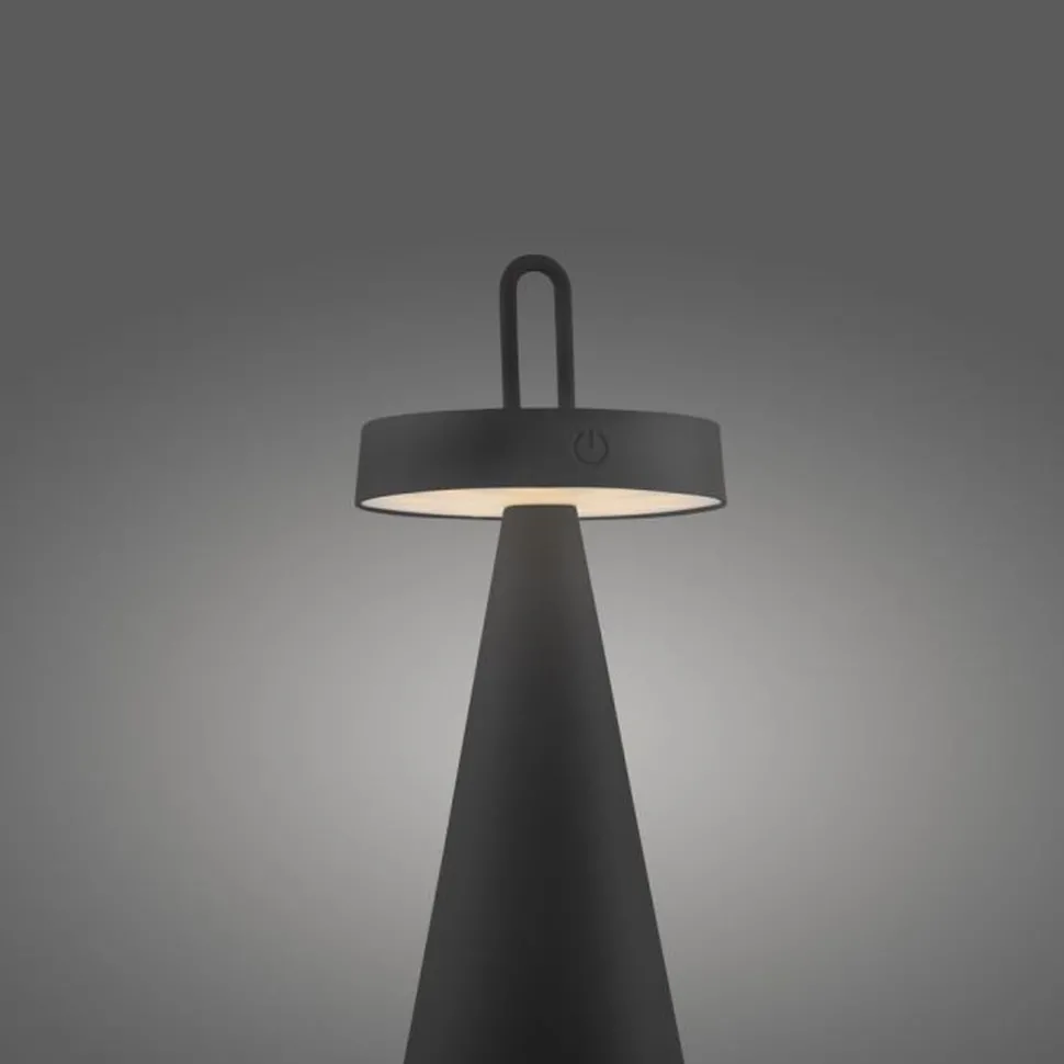 LED Akku Tischlampe Dimmer Touch IP44 28,9 cm Schwarz