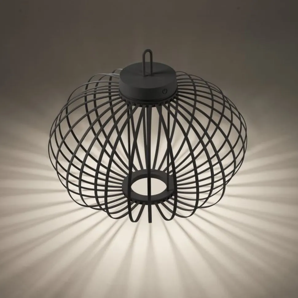 LED Akku Tischlampe IP44 Schwarz dimmbar Touch 37 cm